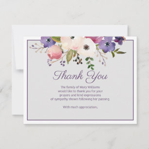 Floral Funeral Signable Thank You Note Card