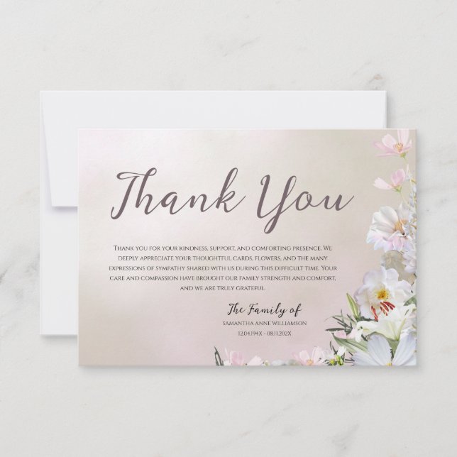 Floral Funeral Thank You Card (Front)