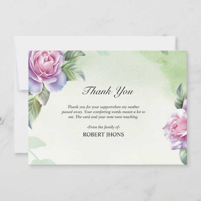 Floral Funeral Thank You Card (Front)