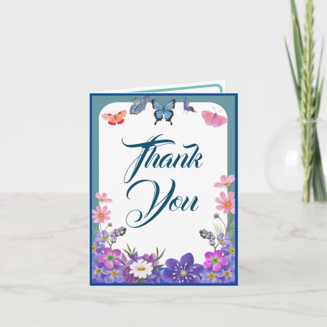 Floral Funeral Thank You Message Condolences Card (Front)
