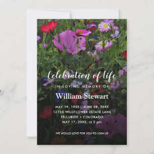 Floral Funeral   Wildflower Celebration of Life Invitation