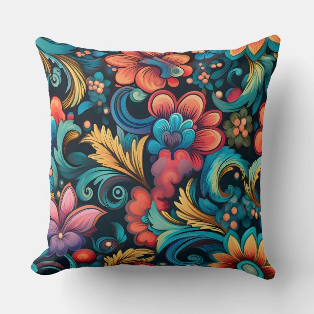 Floral Funkadelic Botanical Cushion (Front)