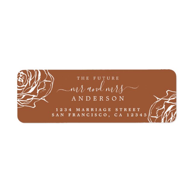  Floral Future Mr Mrs TerraCotta Return Address Label (Front)