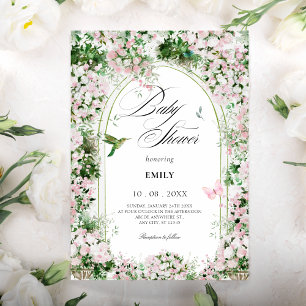 Floral garden arch art paint baby shower invitation