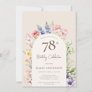 Floral Garden Arch Whimsical Beige 78th Birthday Invitation