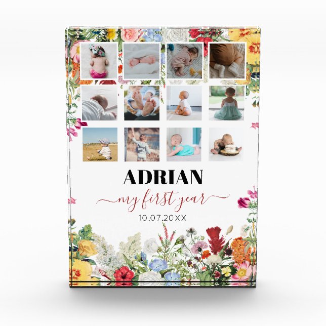 Floral Garden Baby First Year Photo Collage  (Front)