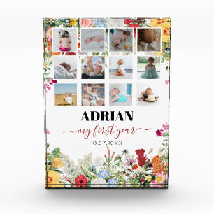 Floral Garden Baby First Year Photo Collage  Block