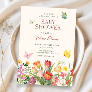 Floral garden baby shower invitation