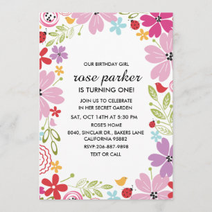 Floral Garden Birthday Party Invitation