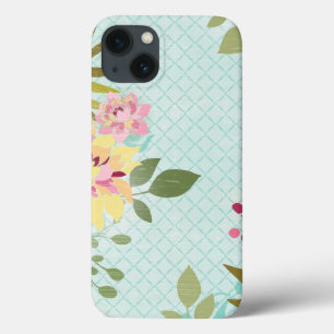 Floral Garden, Blue Background iPhone 13 Case