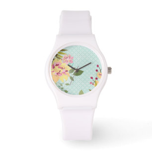 Floral Garden, Blue Background Watch