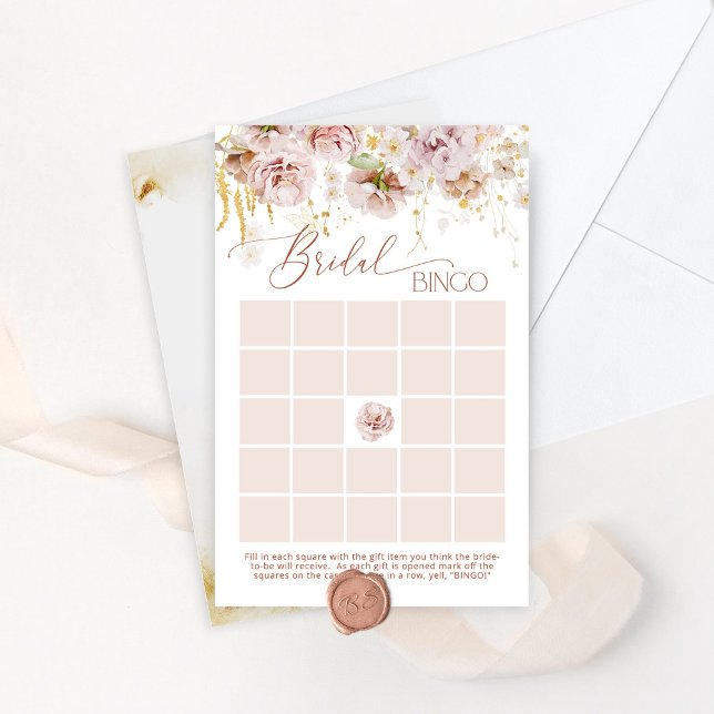 Floral garden boho bridal shower bingo game (Creator Uploaded)