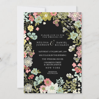 Floral Garden Border Wedding Invitation