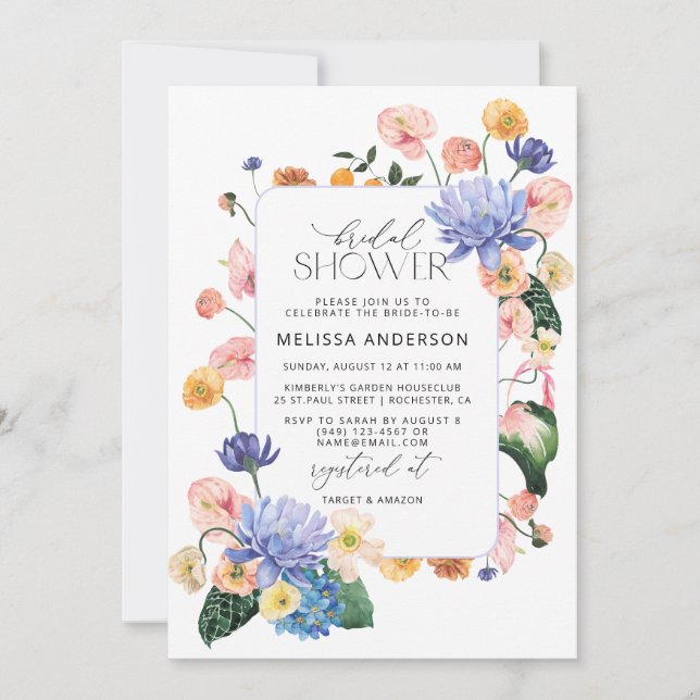 Floral Garden Bridal Shower Invitation (Front)