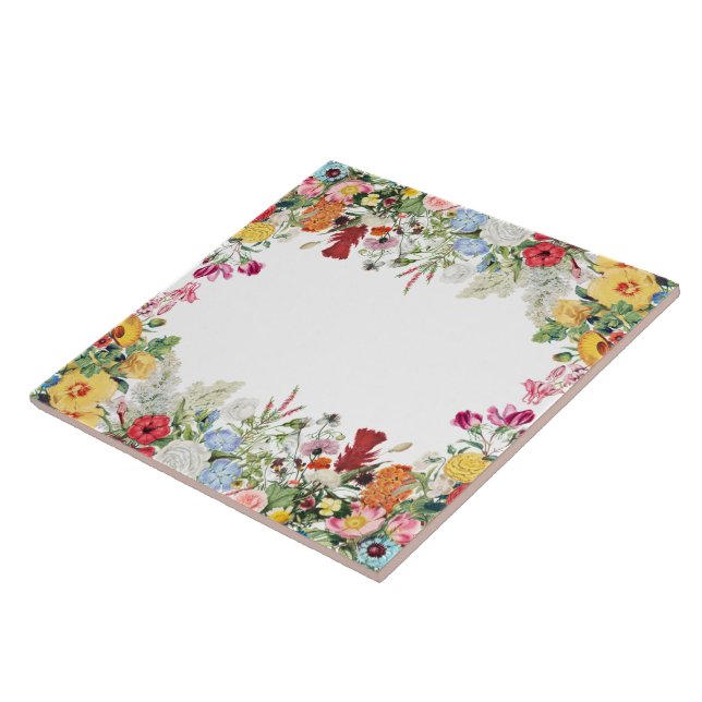 Floral Garden Colourful Flowers Ceramic Tile (Side)