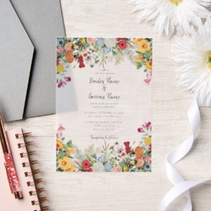 Floral Garden Colourful Flowers Wedding Invitation