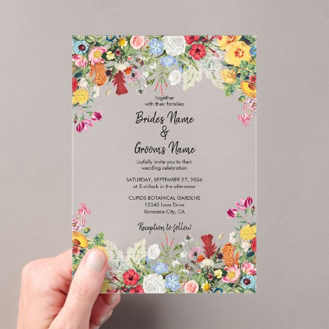 Floral Garden Colourful Flowers Wedding Invitation (Insitu (Handheld))
