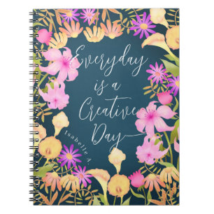 Floral Garden Creative Day Blue Notebook