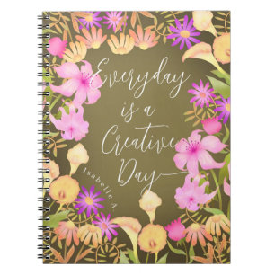 Floral Garden Creative Day Olive Notebook
