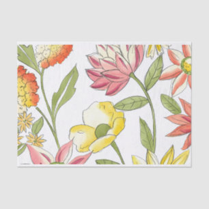 Floral Garden Design with White Background Tissue Paper