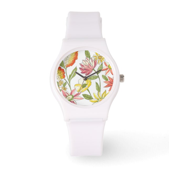 Floral Garden Design with White Background Watch (Front)
