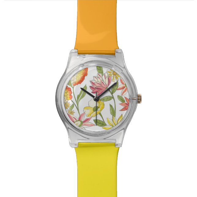 Floral Garden Design with White Background Watch (Close Up)