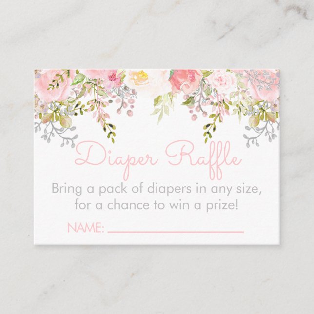 Floral Garden Diaper Raffle Ticket Inserts (Front)