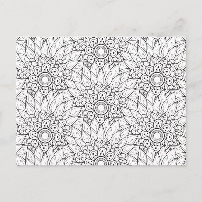 Floral Garden Doodle Postcard (Front)