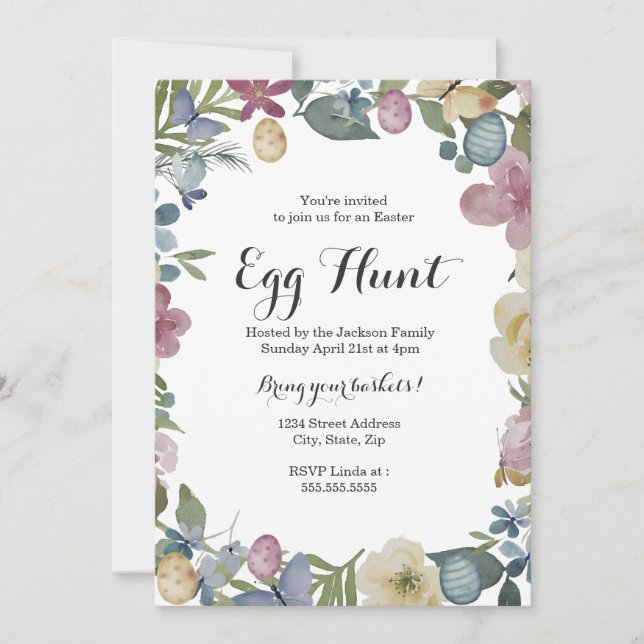 Floral Garden Easter Egg Hunt Card (Front)