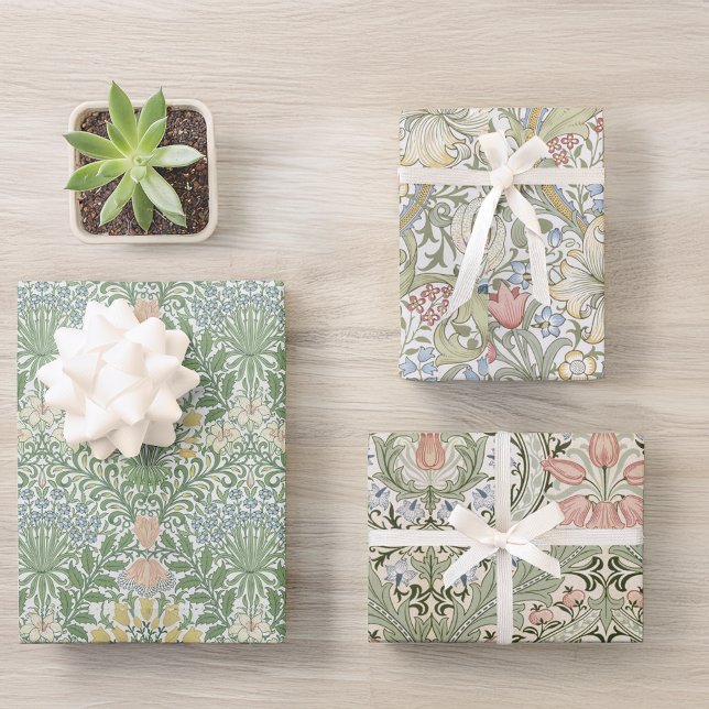 Floral Garden Eden Golden Lily Morris Patterns Wrapping Paper Sheet (Creator Uploaded)