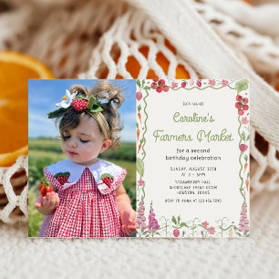 Floral garden Farmers Market Birthday Photo Invitation