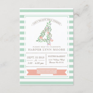 Floral Garden   First Birthday Party Invitation