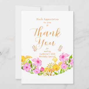 Floral Garden Flat Thank You Card