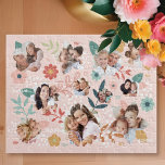 Floral Garden Flower Family Photo Frame Collage Jigsaw Puzzle<br><div class="desc">A truly unique personalised jigsaw puzzle. Our design features eleven floral flower frames to display your own special family memories. Beautiful florals and leaf elements are arranged around the floral photo frames, creating a garden of blossoming flowers. Personalise with a monogram and two of your own words. This beautiful floral...</div>