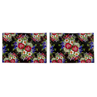 Floral Garden Flowers Narcissus Foliage White Red Pillowcase