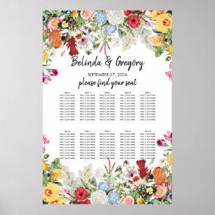 Floral Garden Flowers Wedding Seating Chart