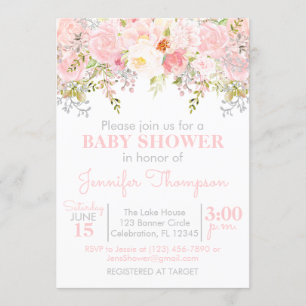 Floral Garden Girl Baby Shower Invitation
