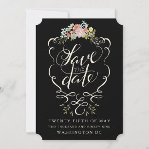 Floral Garden Hand Lettering Save the Date Cards