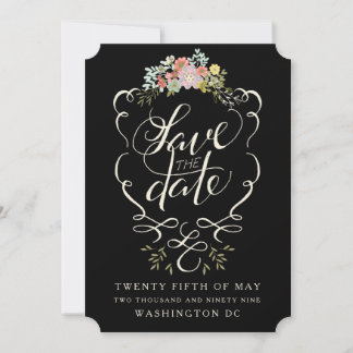 Floral Garden Hand Lettering Save the Date Cards