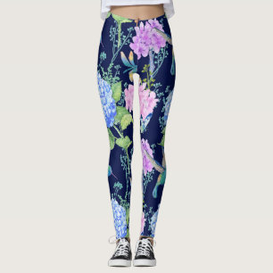 Floral Garden Hummingbird Dragonfly Legging