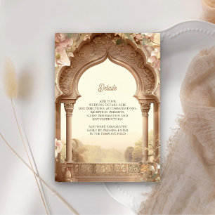 Floral Garden Indian Palace Arch Wedding Details Enclosure Card