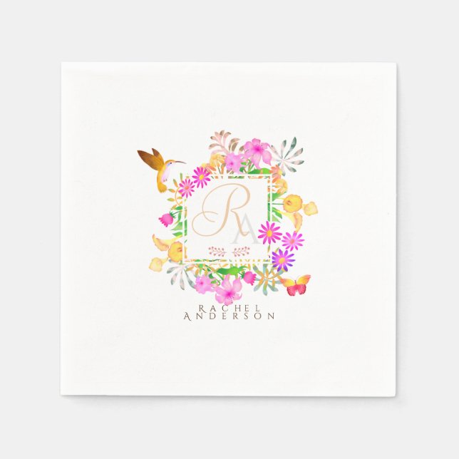 Floral Garden Monogram Napkin (Front)