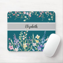 Floral Garden Monogram Script Dark Teal
