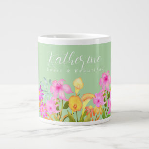 Floral Garden Pale Green Large Coffee Mug