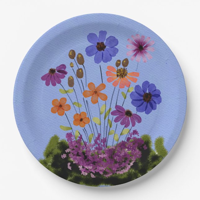 Floral garden paper plate (Front)