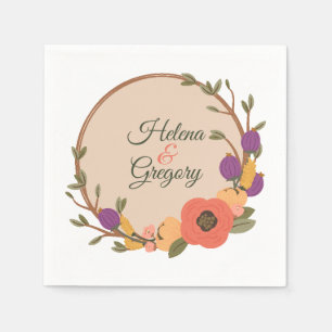 Floral Garden Personalised Wedding Napkin