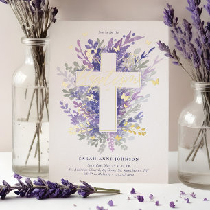 Floral Garden Purple Foliage Cross Baby Baptism