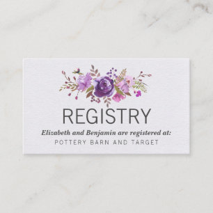 Floral Garden Purple Peony Wedding Registry Enclosure Card