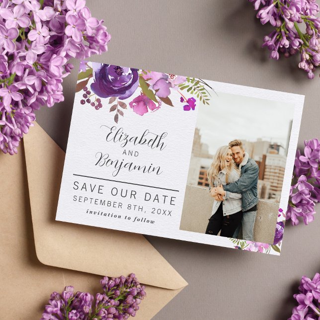 Floral Garden Purple Violet Lavender Save The Date (Creator Uploaded)