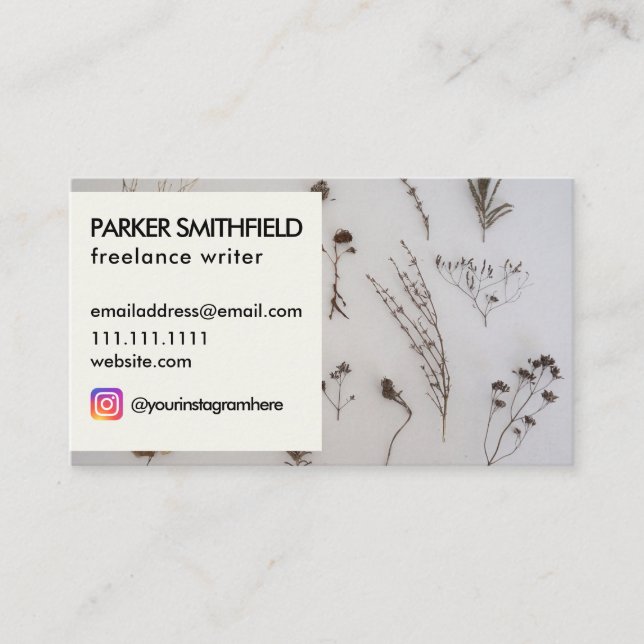 Floral Garden Rustic Flowers Social Media Business Card (Front)
